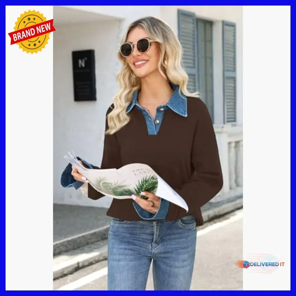 Oversized Chunky Mock Turtleneck Pullover Sweater Long Sleeve V-Neck